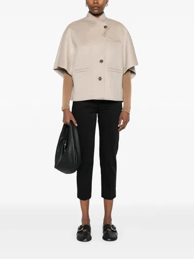 Max Mara Cropped Trousers With Pockets And Loops In Brown