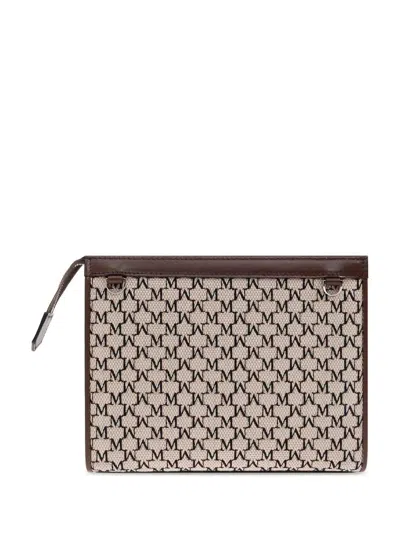 Max Mara Rectangular Leather Clutch Chain Strap In Multi