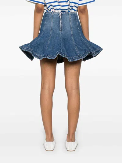 Msgm Denim Mini Skirt In Blue