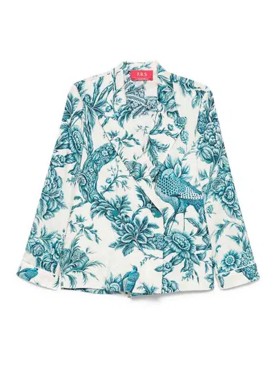 F.r.s For Restless Sleepers Printed Silk Shirt In Blue