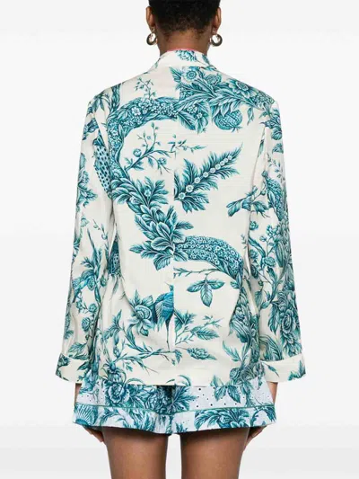 F.r.s For Restless Sleepers Printed Silk Shirt In Blue