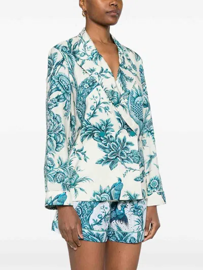 F.r.s For Restless Sleepers Printed Silk Shirt In Blue