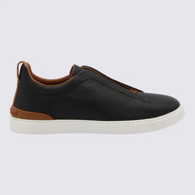 Zegna Triple Stitch Sneakers In Blue