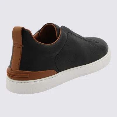 Zegna Triple Stitch Sneakers In Blue