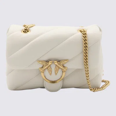 Pinko Rectangular Quilted Leather Shoulder Bag In Neutral