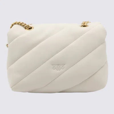 Pinko Rectangular Quilted Leather Shoulder Bag In Neutral