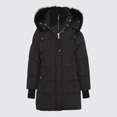 Moorer Padded Parka With Hood And Ribbed Cuffs In Black