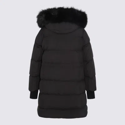 Moorer Padded Parka With Hood And Ribbed Cuffs In Black