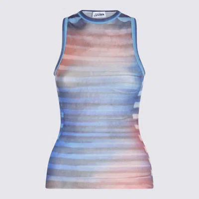Jean Paul Gaultier Sleeveless Round Neck Striped Sheer Top