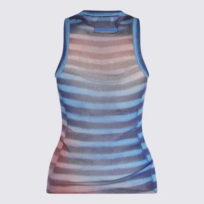 Jean Paul Gaultier Sleeveless Round Neck Striped Sheer Top
