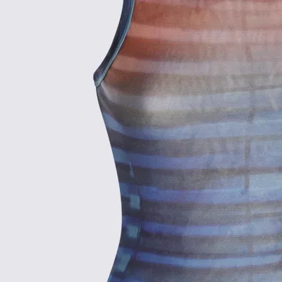 Jean Paul Gaultier Sleeveless Round Neck Striped Sheer Top