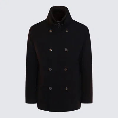 Montecore Double-breasted Buttoned Coat In Black