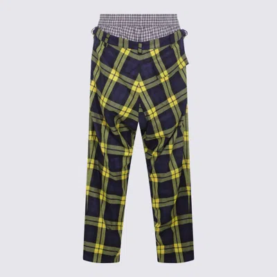 Vivienne Westwood Navy And Yellow Wool Pants In Multi