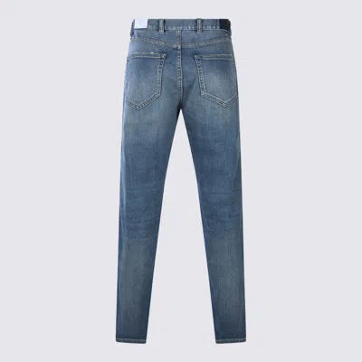 Eleventy Straight Trousers With Belt Loops And Faded Wash In Blue