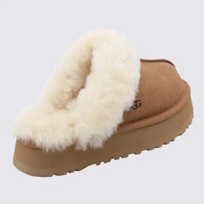 Ugg Biscuit Suede Disquette Slippers In Brown