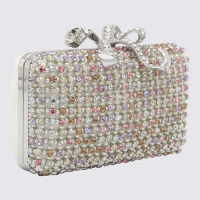 Self-portrait Crystal-embellished Bow-detail Clutch In White