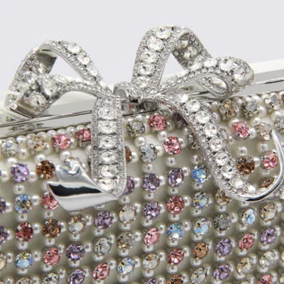 Self-portrait Crystal-embellished Bow-detail Clutch In White