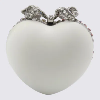 Self-portrait Multicolor Multi-crystal Heart Clutch Bag In Red