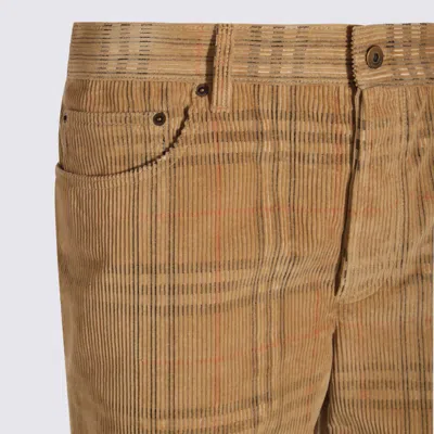 Burberry Trousers Sand Ip Check In Brown