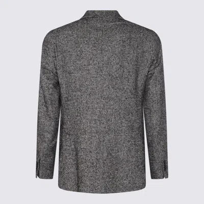 Tagliatore Textured Fabric Double-breasted Front Pockets Notch Lapel In Gray