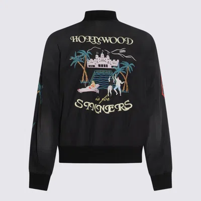 Amiri Bomber Jacket With Embroidered Design And Graphic Print In Black