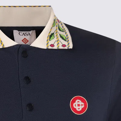 Casablanca Blue Cotton Polo Shirt In Blue