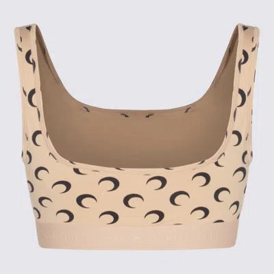 Marine Serre Beige Top With All-over Crescent Moon Print In Neutral