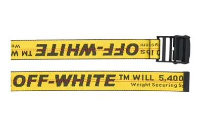 Off-white Logo Printed Belt Wide 3.5cm Yellow In Multi