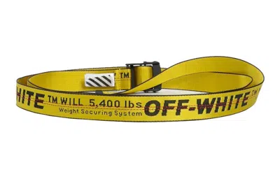 Off-white Logo Printed Belt Wide 3.5cm Yellow In Multi