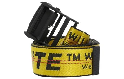Off-white Logo Printed Belt Wide 3.5cm Yellow In Multi