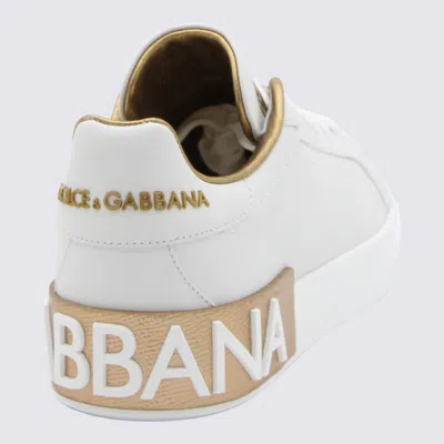 Dolce & Gabbana Women White Nappa Leather Portofino Sneakers In Pink