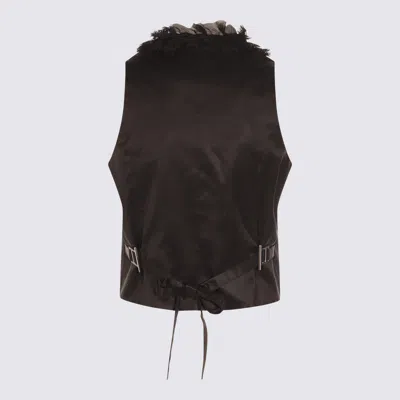 Alexander Mcqueen Lace Trimmed Satin Top With Adjustable Straps In Brown