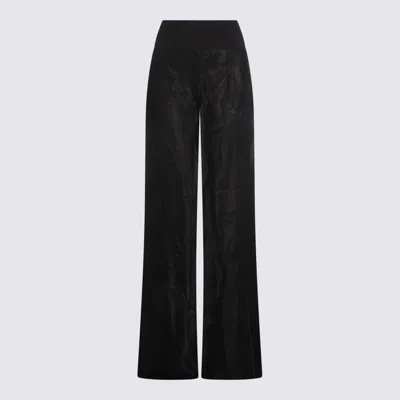 Rick Owens High Waist Wide Leg Trousers With Satin Finish In Black