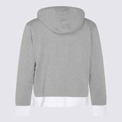 Thom Browne Zip Hoodie Tricolor Detail In Gray
