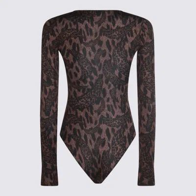 Fiorucci Long-sleeved Animal-print Bodie In Brown