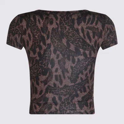 Fiorucci Fitted Crop Top With Abstract Animal Print In Brown