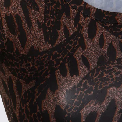 Fiorucci Fitted Crop Top With Abstract Animal Print In Brown
