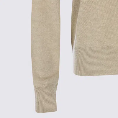 Burberry Check Trim Wool Cardigan In Sand