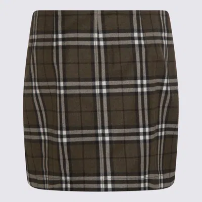 Burberry Button-embellished Checked Wool-twill Mini Skirt
