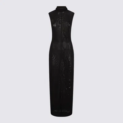 Jean Paul Gaultier Sheer Fabric Sequin Embellishments High Neckline In Black