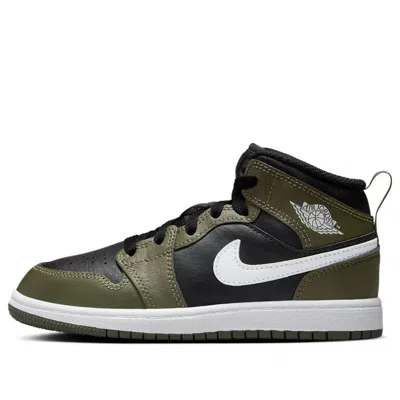 Air Jordan (ps)  1 Mid 'medium Olive' In Green