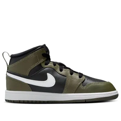 Air Jordan (ps)  1 Mid 'medium Olive' In Green