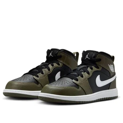 Air Jordan (ps)  1 Mid 'medium Olive' In Green