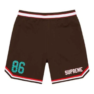 Supreme Ss22 Week 13 Faux Croc Basketball Short In Brown
