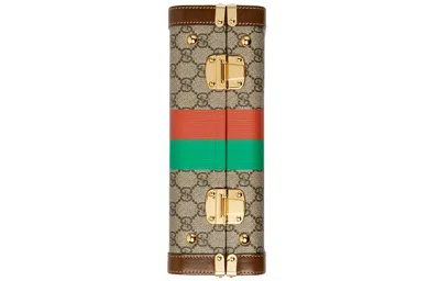 Gucci Fake Not Series Alphabet Stripe Printing Logo Leather Logo Canvas Handbag Unisex / Brown