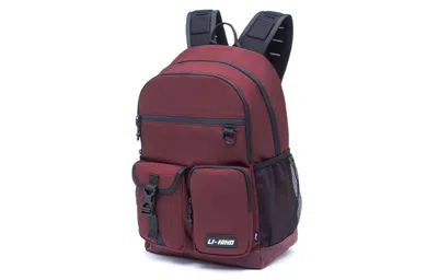 Li-ning Logo Training Backpack 'burgundy Black' In Multi