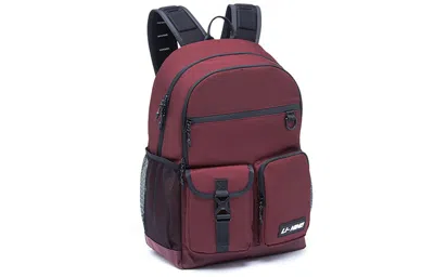 Li-ning Logo Training Backpack 'burgundy Black' In Multi