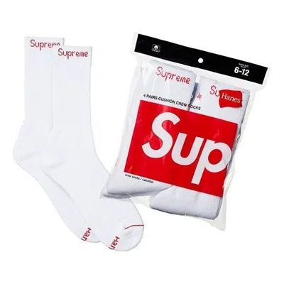 Supreme Hanes Crew Socks 4 Pack Ss18 'white'