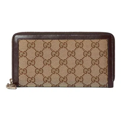 Gucci (wmns)  Luce Zip Around Wallet 'beige Ebony Canvas' In Sand