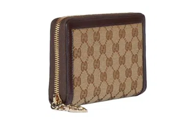 Gucci (wmns)  Luce Zip Around Wallet 'beige Ebony Canvas' In Sand